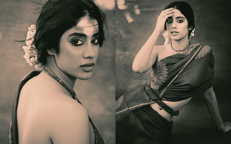 Janhvi Kapoor’s Monochrome Photoshoot Resembles Veteran Actress Smita Patil, Fans Compare Her to Late Mother Sridevi